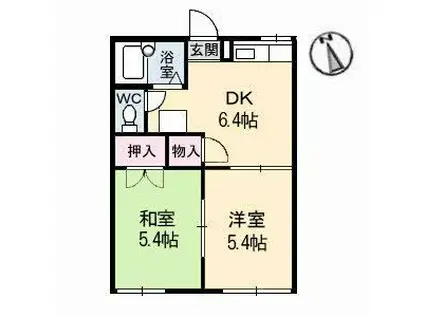 シティハイムホリイ(2DK/1階)の間取り写真