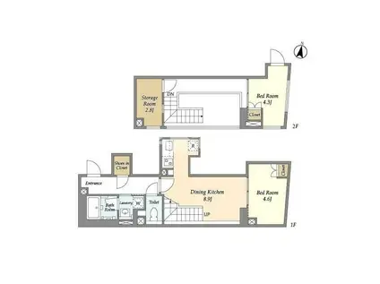 コンフォリア本駒込一丁目(2SDK/1階)の間取り写真