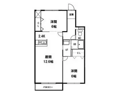 セントポーリアクラリス(2LDK/1階)の間取り写真