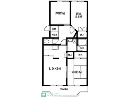 グランデージ大宮(3LDK/4階)の間取り写真