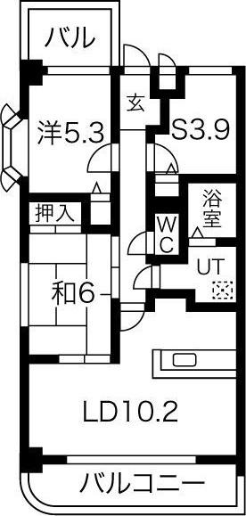 サニーシャトー(2SLDK/4階)の間取り写真