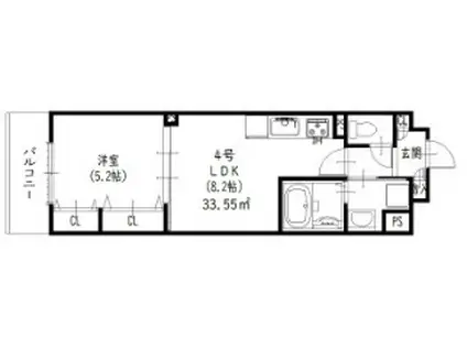 ピレーネ北条IV(1LDK/1階)の間取り写真