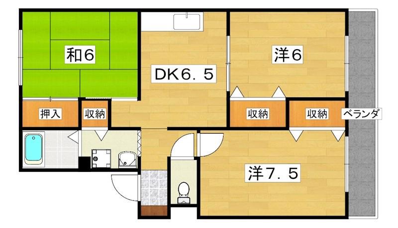 ミモザII(3DK/2階)の間取り写真