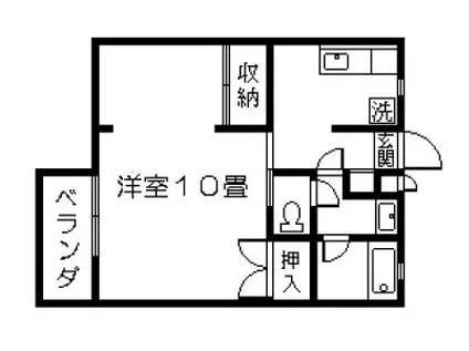 ライフピット谷山(1K/3階)の間取り写真