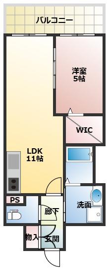 VITA荒本(1LDK/4階)の間取り写真