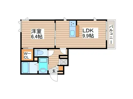 シャーメゾン ボヌール(1LDK/1階)の間取り写真