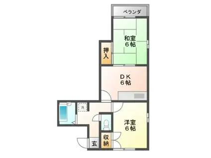 メゾン鎌倉(2DK/1階)の間取り写真