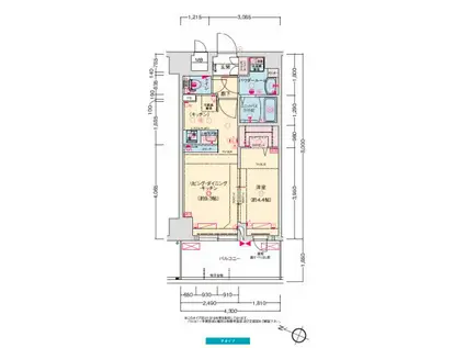 プレサンス神戸セレスティア(1LDK/13階)の間取り写真