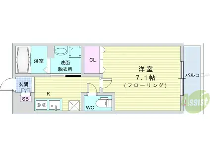 サンシャリテ向丘A棟(1K/3階)の間取り写真