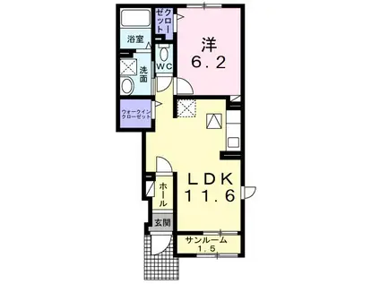 パルテ-ルB(1LDK/1階)の間取り写真