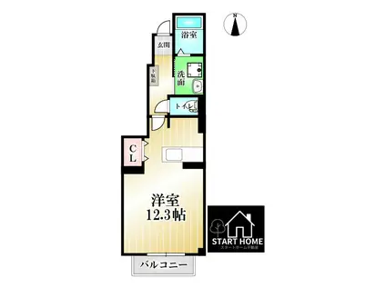 ソレイユ北島 B棟(ワンルーム/1階)の間取り写真