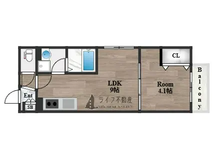 D PORTA NOBEL(1LDK/1階)の間取り写真