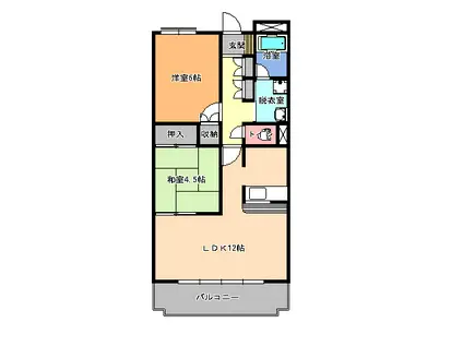 ボヌール鈴木(2LDK/5階)の間取り写真