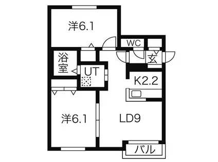 ル・ファール大通(2LDK/3階)の間取り写真
