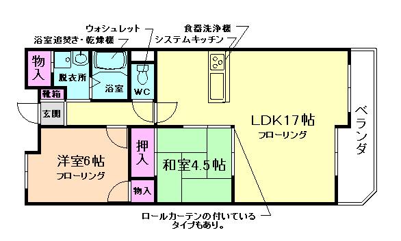 山仁サツキハイツII(2LDK/6階)の間取り写真
