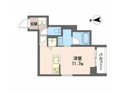 ヴィレッタ鉄砲町(ワンルーム/2階)の間取り写真