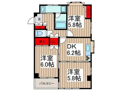 ロイヤル ハウス(3DK/3階)の間取り写真