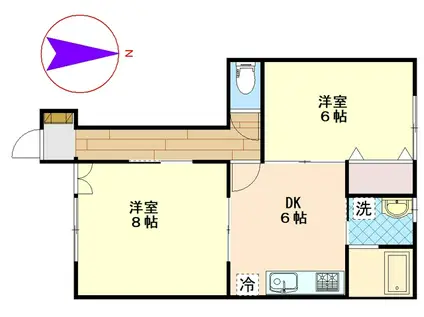 フレッセ徳町I(2DK/1階)の間取り写真