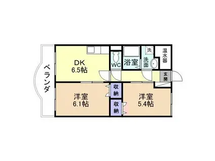 スカイコートパレス(2DK/1階)の間取り写真