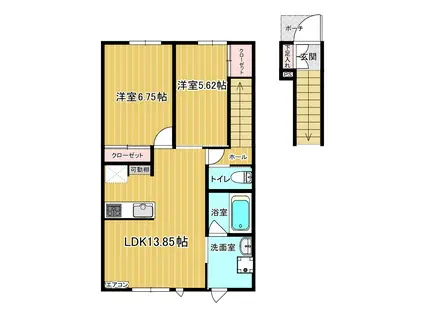 LALLANA202(2LDK/2階)の間取り写真