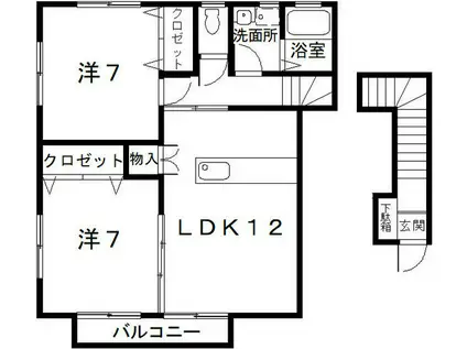 ウッディハウスIII(2LDK/2階)の間取り写真