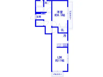 スピカハイツ弘明寺(1LDK/3階)の間取り写真