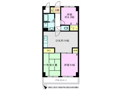 プレズィールクレール(3DK/1階)の間取り写真