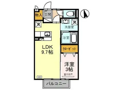 パークコートG棟(1LDK/1階)の間取り写真