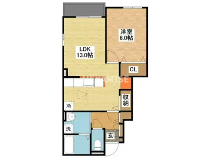 フェリオガーデン(1LDK/1階)の間取り写真