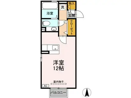 プレーヌハイム(ワンルーム/2階)の間取り写真