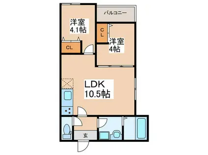 グランレガート(2LDK/1階)の間取り写真