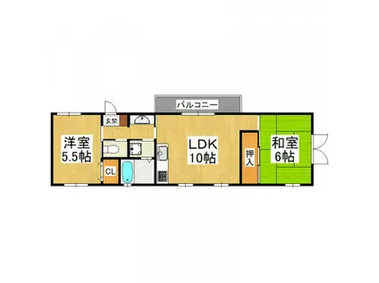 南海高野線 北野田駅 徒歩11分 2階建 築31年(2LDK/2階)の間取り写真