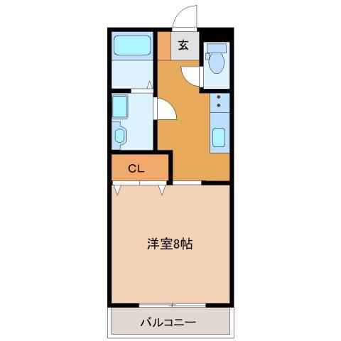 ディアコーポ大保(1K/2階)の間取り写真