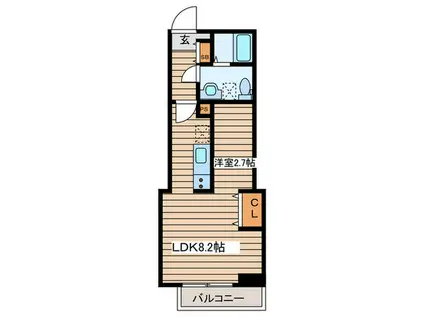 MERIDIAN柳生壱番館(1LDK/2階)の間取り写真