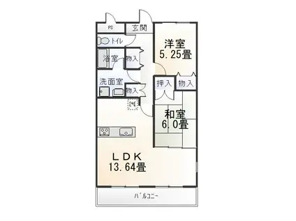 シャルマン平成(2LDK/1階)の間取り写真