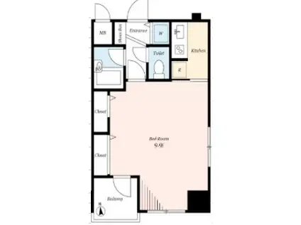 グランドガーラ麻布十番(1K/2階)の間取り写真