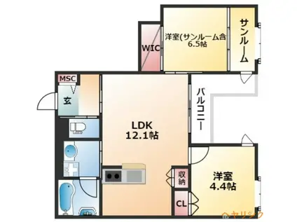 トヴォクレハ(2LDK/3階)の間取り写真