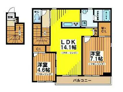 ミモザテラス(2LDK/2階)の間取り写真