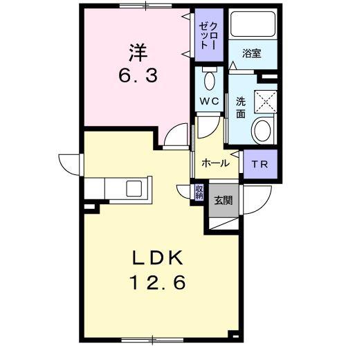 チアトI(1LDK/1階)の間取り写真