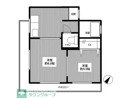 田口マンション(2DK/4階)の間取り写真