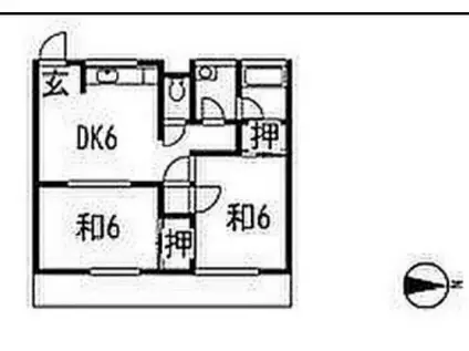 チェリーハイツ(2DK/1階)の間取り写真