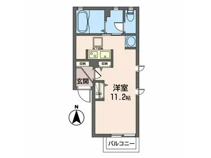 カーム連坊(ワンルーム/2階)の間取り写真