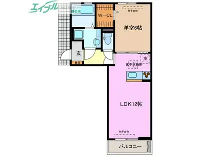 明楽 A棟(1LDK/3階)の間取り写真