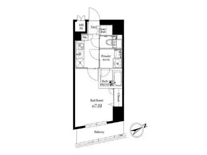 ハーモニー レジデンス 早稲田(1K/9階)の間取り写真