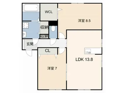 CASA桃山(2LDK/2階)の間取り写真