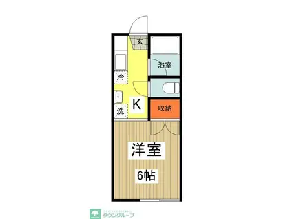 グリーンフィールド(1K/2階)の間取り写真