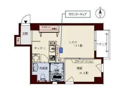 コリドールLIVE(1LDK/8階)の間取り写真