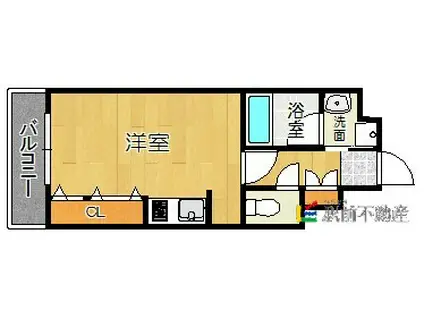 地下鉄箱崎線 箱崎九大前駅 徒歩6分 9階建 築18年(ワンルーム/9階)の間取り写真