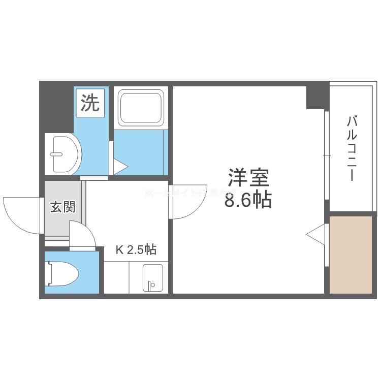 ソリティア桃谷(1K/2階)の間取り写真