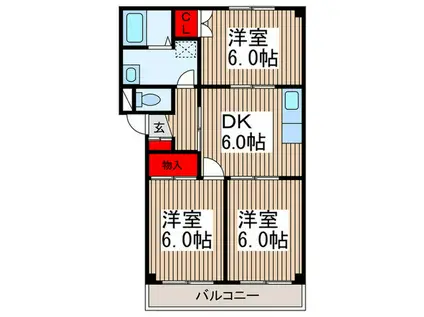 サンシードB棟(3DK/3階)の間取り写真